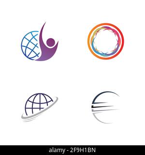 creative global vector logo set illustration design template Stock Vector