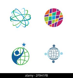 creative global vector logo set illustration design template Stock Vector