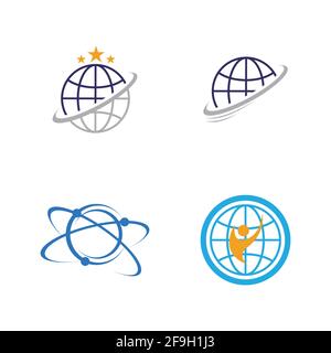 creative global vector logo set illustration design template Stock Vector