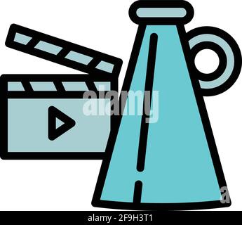 Video film production icon. Outline Video film production vector icon for web design isolated on white background Stock Vector