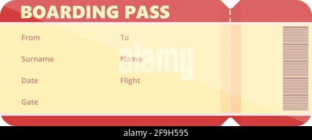Fly boarding pass icon. Cartoon of Fly boarding pass vector icon for web design isolated on white background Stock Vector