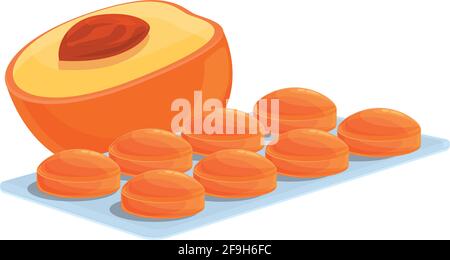 Peach cough drops icon. Cartoon of Peach cough drops vector icon for web design isolated on white background Stock Vector