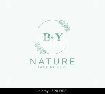 B letters Botanical feminine logo template floral, editable premade ...