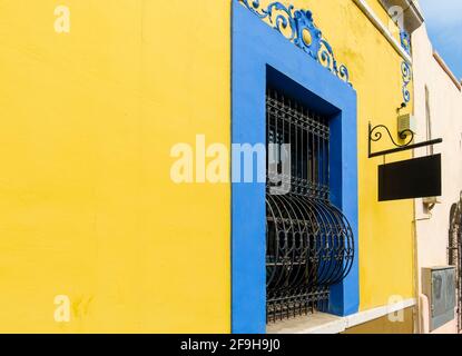 Mexico, Monterrey, colorful historic buildings in the center of the old city, Barrio Antiguo, a famous tourist attraction. Stock Photo