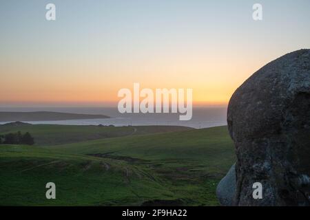 Sunset overlooking Dillon Beach and the Pacific Ocean Stock Photo