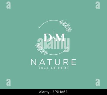 DM letters Botanical feminine logo template floral, editable premade ...