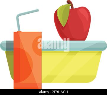 School breakfast red apple icon. Cartoon of School breakfast red apple vector icon for web design isolated on white background Stock Vector