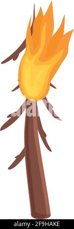 Old fir tree in flame icon. Cartoon of Old fir tree in flame vector icon for web design isolated on white background Stock Vector