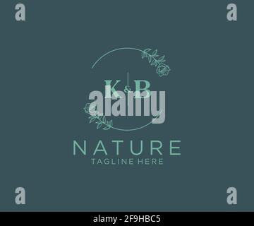 KB letters Botanical feminine logo template floral, editable premade ...