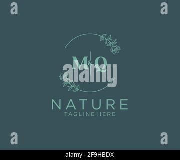 MQ letters Botanical feminine logo template floral, editable premade ...