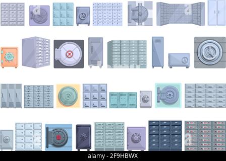 Deposit room icons set. Cartoon set of deposit room vector icons for web design Stock Vector