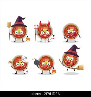 Halloween expression emoticons with cartoon character of bowl of chili. Vector illustration Stock Vector