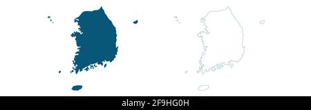 South Korea map in blue on a white background. Vector illustration Stock Vector