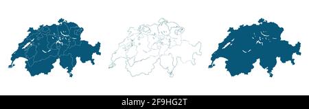 Switzerland Vector Map Regions Isolated on white Stock Vector