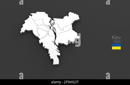 Kiev City Map. 3D Map Series of Cities in Ukraine. Stock Photo