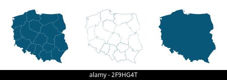 Poland Political Map with capital Warsaw, national borders, most important cities and rivers Stock Vector