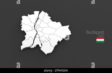 Budapest City Map. 3D Map Series of Cities in Hungary. Stock Photo