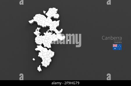 Canberra City Map. 3D Map Series of Cities in Australia. Stock Photo
