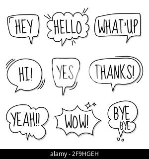 Hey You Speech Bubble Hand Drawn: vector de stock (libre de