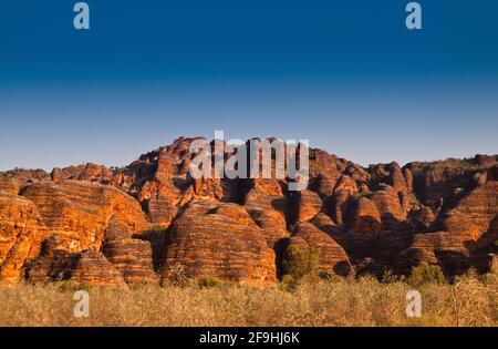 Orange conglomerate domes of the Bungle Bungle Range, Purnululu National Park, Western Australia Stock Photo