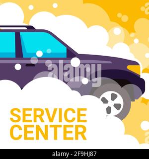 Service center, car wash automobile with bubbles Stock Vector