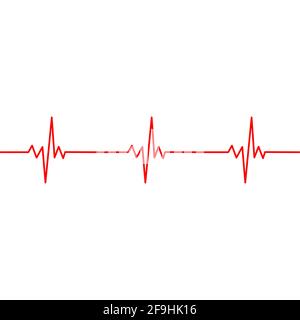 Heart pulse with one line. Cardiogram horizontal seamless pattern. Vector illustration. Stock Vector