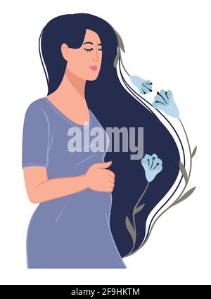 Pregnant women set. Woman expectant baby, mother holding newborn,  multicultural motherhood with diverse clothes and accessories. Vector set, Stock vector