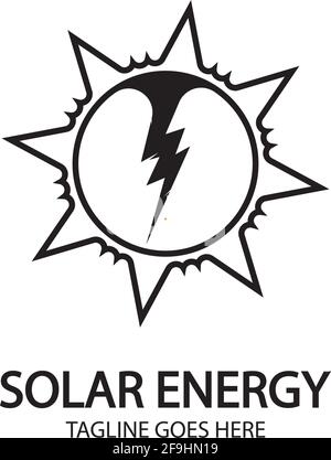 Solar energy panel and sun icon isolated on white background Stock Vector
