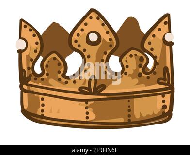 Golden crown for king or queen, royalty symbol Stock Vector