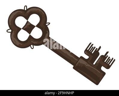 Ancient metal keys with thorns and decoration Stock Vector
