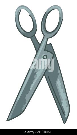 Ancient old fashioned scissors with sharp blade Stock Vector