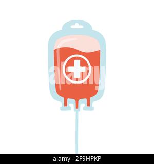 Bag with donated blood and rays. Blood Donor Day Stock Vector