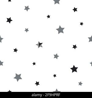 Seamless abstract pattern with little sharp black stars on white ...