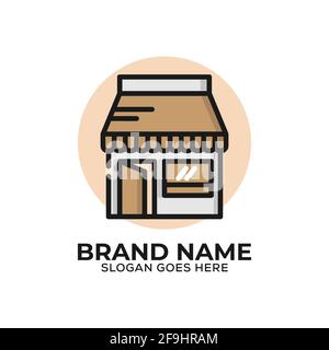 Coffee store logo vector illustration, flat design coffee wrap icon template Stock Vector