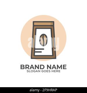 Coffee bean wrap logo design vector, flat design organic coffee store logo template Stock Vector