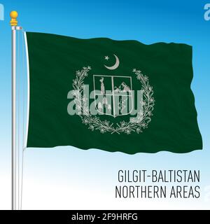 North Territory, Baltistan flag, Pakistan region, vector illustration Stock Vector