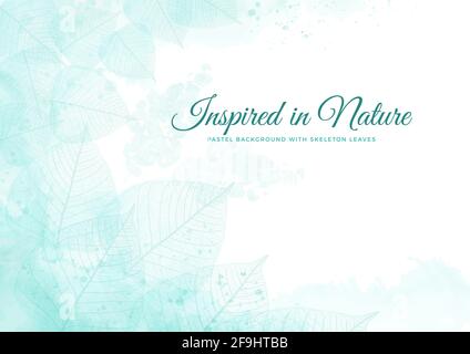 Pastel background with skeleton leaves, inspired by nature. Stock Vector