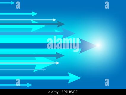 Abstract arrow growth and success graph business sign vector illustrator on blue gradient background. Stock Vector