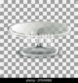 3d realistic vector cake stand in transparent glass isolated on transparent background. Stock Vector