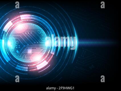 Abstract futuristic technology background. Digital circuit line and curve polygonal glowing concept. Graphic science visualization vector illustrator. Stock Vector