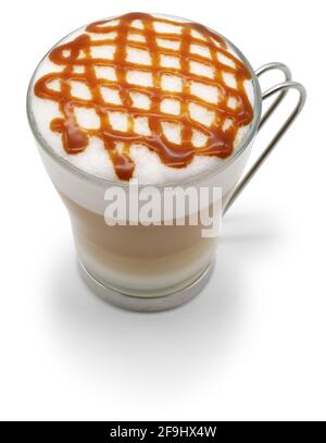 homemade caramel macchiato isolated on white background Stock Photo