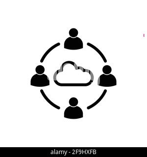 Cloud collaborate icon vector for graphic design, logo, web site, social media, mobile app, ui illustration Stock Vector