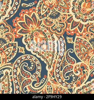 Seamless Paisley pattern in asian ethnic style. Floral vector illustration Stock Vector