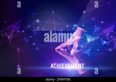 Businessman touching huge screen concept Stock Photo