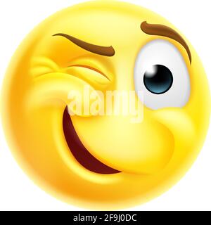 Winking Cheeky Emoticon Cartoon Face Stock Vector