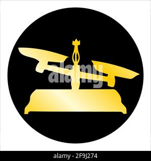 The Balance gold silhouette on black circle Libra zodiac vector illustration Stock Vector