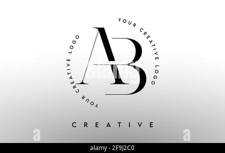 AB Letter Logo Design with Serif Font. AB Icon Logo with united ...