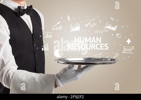 Waiter serving business idea concept Stock Photo