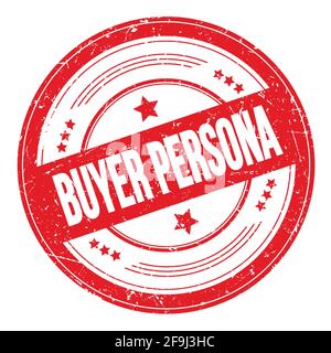 BUYER PERSONA text on red round grungy texture stamp. Stock Photo