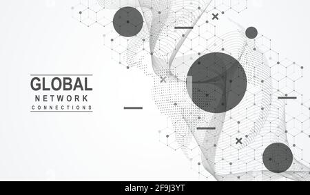 Business global network connection. World map point and line composition concept of global business. Global internet technology. Big data Stock Vector